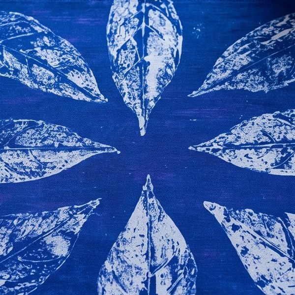 Fresh leaves and fabric ink